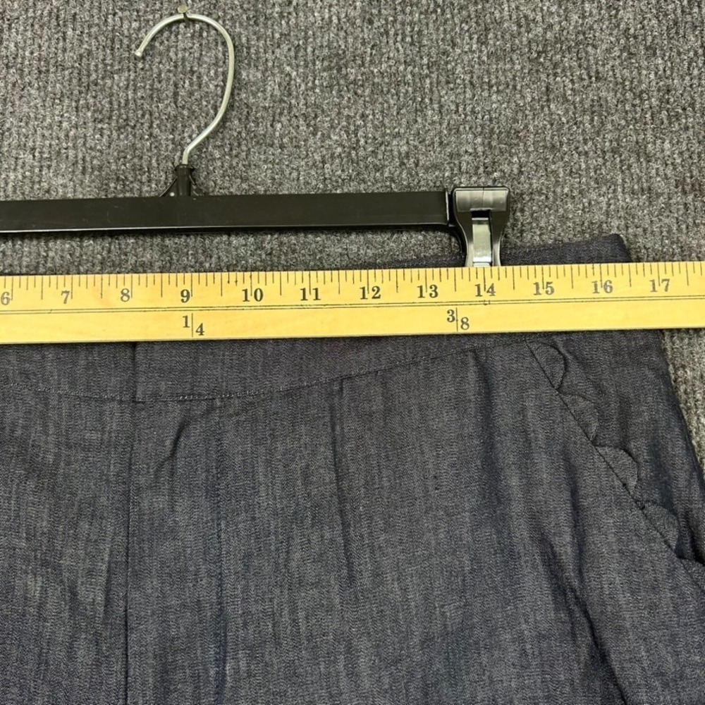Kika Vargas Women's Crop Dress Pants Wide Leg Dark Blue Chambray Size 12 - Picture 10 of 14